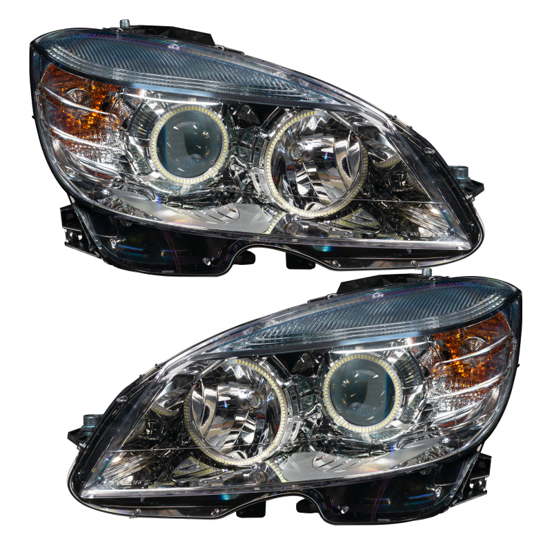 Mercedes-Benz C-Class Headlight Assemblies - ORACLE Lighting - Pre-Assembled with ORACLE Halos - Chrome - `08-`11